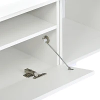 Vinsetto Modern TV Stand Fits TVs Up to 90" with Push to Open Doors, LED Lights, Rattan Style Entertainment Center, 82.5" L x 15.5" W x 14" H, White(m-12)