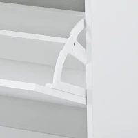 Shoe Cabinet with 2 Flip Drawers and Adjustable Shoe Storage, Tempered Glass Top, LED Light, 35" L x 9.5" W x 41" H, White(m-12)