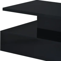 Modern Industrial Design Coffee Table with LED Lighting, 16 Colors with Remote Control, Easy Assembly, 47" L x 23.5" W x 18" H, Black(m-10)