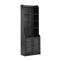 Vinsetto Elegant Tall Cabinet with Acrylic Door, Adjustable Shelves, and Graceful Curves, 27.5" L x 14.5" W x 78.5" H, Black(m-12)
