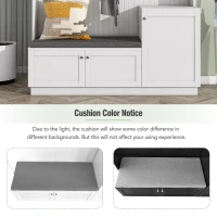 Vinsetto Elegant Hall Tree with Bench and Cushion, Modern Coat Rack with Hooks, Shoe Cabinet Storage, 59" L x 15.5" W x 78.5" H, White(m-7)