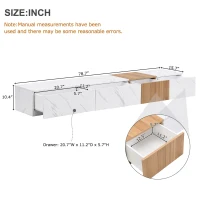 Vinsetto TV Stand with Faux Marble and Walnut Finish, Modular Entertainment Center for TVs up to 88", 4 Storage Drawers, White(m-3)