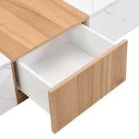 Vinsetto TV Stand with Faux Marble and Walnut Finish, Modular Entertainment Center for TVs up to 88", 4 Storage Drawers, White(m-10)