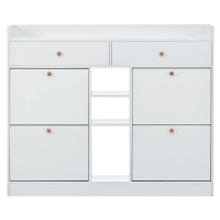 Vinsetto Modern Shoe Cabinet with 4 Flip Drawers, 2-Tier Shoe Storage Organizer, Shoe Rack for Entrance Hallway, 50.5" L x 9.5" W x 42.5" H, White