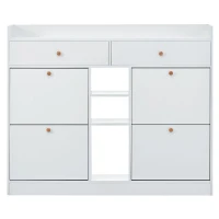 Vinsetto Modern Shoe Cabinet with 4 Flip Drawers, 2-Tier Shoe Storage Organizer, Shoe Rack for Entrance Hallway, 50.5" L x 9.5" W x 42.5" H, White(m-2)
