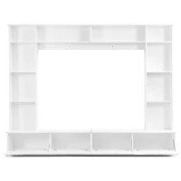 Vinsetto Modern Large Wall Unit Entertainment Center with Bookshelves for TVs Up to 78", 4-in-1 TV Stand with Cabinets, Open Shelves, White(m-12)