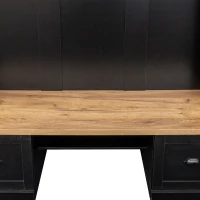 Farmhouse 4-in-1 Hall Tree with Bench and Adjustable Shelves, Multifunctional Storage Coat Rack with Hooks, 55" L x 16.5" W x 73.5" H, Black(m-11)