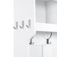 Vinsetto 4-in-1 Wide Storage Hall Tree with Bench and Shoe Cubbies, Multi-functional Entryway Coat Rack, 82.5" L x 15.5" W x 78.5" H, White(m-10)