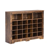 Modern Shoe Cabinet with 24 Cubbies, Versatile Sideboard, Sleek Design, Particle Board, 45.5" L x 13" W x 35" H, Rustic Brown(m-12)