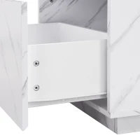 Vinsetto Modern Coffee Table with Faux Marble and Walnut Wood Grain Finish, Rectangular Center Table with 2 Storage Drawers, Space-Saving Design, White(m-10)