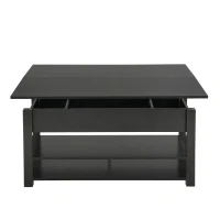 Vinsetto Lift Top Coffee Table with Multi-Functional Open Shelves, Modern Lift Tabletop Dining Table for Living Room, 42" L x 40" W x 25.5" H, Black(m-2)