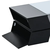 Vinsetto Glass-Top Coffee Table with Open Shelves and Cabinets, Geometric Style, 2-Tier Center Table for Living Room, 45" L x 22" W x 15" H, Black(m-10)