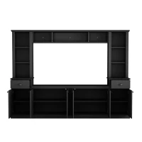 Minimalist Storage TV Stand for TVs Up to 75" with Adjustable Shelves, Entertainment Wall Unit Set for Living Room, 103" L x 15" W x 77" H, Black(m-2)