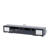 Vinsetto Modern TV Stand Fits TVs Up to 90" with Push to Open Doors, LED Lights, Rattan Style Entertainment Center, 82.5" L x 15.5" W x 14" H, Black(m-3)