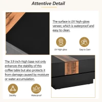 Vinsetto 31.5'' Square Coffee Table with Sliding Tabletop, High Gloss Finish, Hidden Storage Compartment, Extendable to 45.5'', Black(m-8)