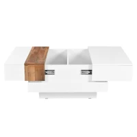 Vinsetto 31.5'' Square Coffee Table with Sliding Tabletop, High Gloss Finish, Hidden Storage Compartment, Extendable to 45.5'', White(m-13)
