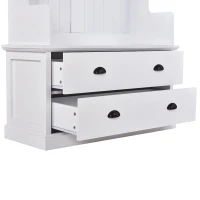 Vinsetto Vintage Style Hallway Coat Rack with 5 Metal Hooks and 2 Large Drawers, MDF Veneer, 38.5" Wide, White(m-10)