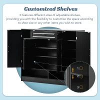 Vinsetto Sleek and Modern Shoe Cabinet with Adjustable Shelves, Minimalist Shoe Storage Organizer, Space-Saving Design, 47.5" L x 12" W x 39.5" H, Black(m-6)