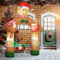 Outsunny 9.2' Inflatable Gingerbread Man Arch w/ White LED Lights, Blow-Up Outdoor Display for Party(m-10)
