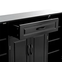 Vinsetto Sleek and Modern Shoe Cabinet with Adjustable Shelves, Minimalist Shoe Storage Organizer, Space-Saving Design, 47.5" L x 12" W x 39.5" H, Black(m-9)