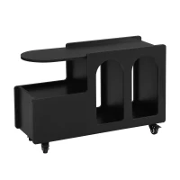 Mobile Multi-Layer Storage End Table with Lockable Wheels, Cream Style Side Table, 12" Narrow Nightstand, 31.5" L x 12" W x 21.5" H, Black(m-2)