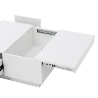 Coffee Table with Hidden Storage, Extendable Cocktail Table with Drawers, Sliding Top for Living Room, 39.5" L x 22" W x 12.5" H, White(m-9)