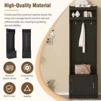 Vinsetto Minimalist Slim Hall Tree with Cabinet & 6 Hanging Hooks, Multi-functional Storage, Elegant Foyer Cabinet for Hallway, Living Room, Black(m-6)