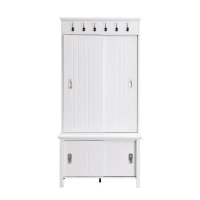 Vinsetto Multifunctional Hall Tree with Storage Bench, Hallway Shoe Cabinet with Shelves, Mudroom Coat Storage with Hanging Hooks for Entryways, White(m-2)