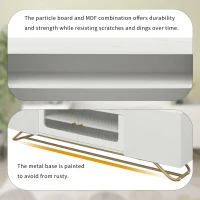 Vinsetto Sleek Design TV Stand with Fluted Glass, Faux Marble Top, Gold Frame Base, Fits TVs Up to 70", 63.5" L x 12.5" W x 19" H, White(m-7)