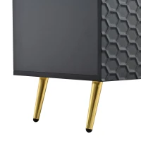 Vinsetto Modern Minimalist Geometric TV Stand with Metal Handles and Gold Legs, Fits TVs Up to 80", Multi-functional TV Stand with Storage Cabinets, Black+Gold(m-10)
