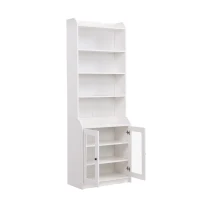 Elegant Tall Cabinet with Acrylic Door, Adjustable Shelves, and Graceful Curves, 27.5" L x 14.5" W x 78.5" H, White(m-11)