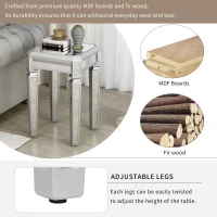 Modern Glass Mirrored End Side Table, Versatile Design with Adjustable Legs, Sleek Corner Table for Living Room or Bedroom, Silve(m-6)