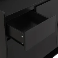 Sleek and Contemporary Shoe Cabinet with Adjustable Shelves, Solid Wood Legs, and Ample Storage, 55.5" L x 14" W x 39.5" H, Black(m-10)