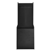 Vinsetto 27.5''W Narrow Hall Tree with Flip Drawer, Multi-functional Coat Rack with 4 Hanging Hooks & Adjustable Shoe Storage Cabinet for Hallway, Black(m-2)