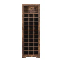 Contemporary Shoe Cabinet with 30 Cubbies, Free Standing Tall Storage Cabinet for Hallway or Bedroom, 24.5" L x 13" W x 74" H, Rustic Brown(m-12)