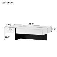Vinsetto Contemporary Rectangle Coffee Table with Large Drawer, Modern High Gloss Surface, 45" L x 25.5" W x 13.5" H, White(m-3)
