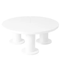 Round Petal-Shaped Coffee Table with Thick Legs and Sleek Edges, Minimalist Design, 39.5" Diameter, Easy Assembly, White(m-12)