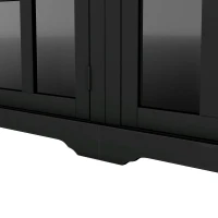 Modern Multifunctional TV Stand for TVs Up to 70" with Glass Door and Bridge, Minimalism Entertainment Wall Unit, 104" L x 15" W x 78.5" H, Black(m-12)