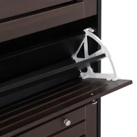 Minimalist Slim Shoe Cabinet with Hanging Hooks, 3 Flip Drawers, Adjustable Shelves, and Large Storage Capacity, 31.5" L x 9.5" W x 48" H, Black(m-10)