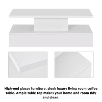 Vinsetto Modern Industrial Design Coffee Table with LED Lighting, 16 Colors with Remote Control, Easy Assembly, 47" L x 23.5" W x 18" H, White(m-8)