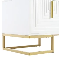 Vinsetto Modern TV Stand with Metal Legs and Gold Handles for TVs Up to 80", Media Console Table with Cabinets and Adjustable Shelves, White+Gold(m-9)
