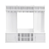 Vinsetto 4-in-1 Wide Storage Hall Tree with Bench and Shoe Cubbies, Multi-functional Entryway Coat Rack, 82.5" L x 15.5" W x 78.5" H, White(m-2)