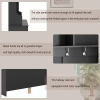 Vinsetto 60" Modern Wide Hall Tree with Metal Hooks, Entryway Bench, 24 Shoe Cubbies and Ample Storage, Coat Rack for Hallway, Black(m-8)