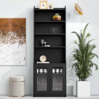 Vinsetto Elegant Tall Cabinet with Acrylic Door, Adjustable Shelves, and Graceful Curves, 27.5" L x 14.5" W x 78.5" H, Black(m-4)