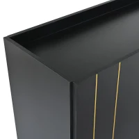 Storage Shoe Cabinet with 5 Metal Legs, Gold Lines Doors, Minimalist Sideboard Cabinet, Modern TV Stand, 63" L x 15" W x 31.5" H, Black(m-12)