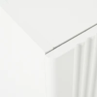 Luxury Fluted TV Stand with Storage Cabinets & Drawers, Smooth Media Console with Golden Wood Grain Legs, 75" L x 14" W x 18" H, White(m-11)