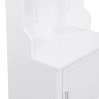 Vinsetto Minimalist Slim Hall Tree with Cabinet & 6 Hanging Hooks, Multi-functional Storage, 24" L x 16" W x 79" H, White(m-9)