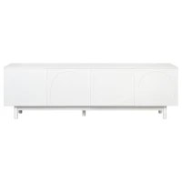 Graceful TV Stand with Arch Cabinets for TVs Up to 78", Minimalist Entertainment Center with Adjustable Shelves and Cable Management, White(m-2)
