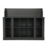 Shoe Cabinet Storage with Shelves and 4 Hooks, Elegant Hall Tree with Wall Mounted Coat Rack, Entryway Organizer for Hallway, Mudroom, Black(m-11)