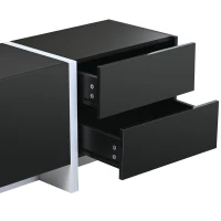 Vinsetto Modern TV Stand Console Table with High Gloss UV Surface, Contemporary TV Stand for TVs Up to 80", 2 Drawers and 3 Cabinets, Black(m-8)